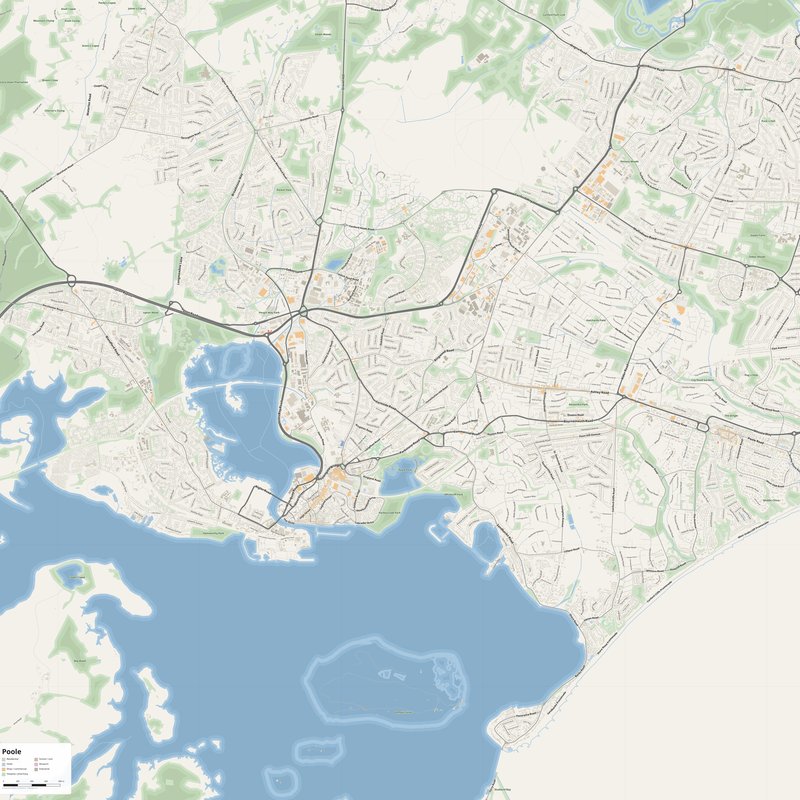 Poole Map PDF — Printable Street Map Poster with House Numbers