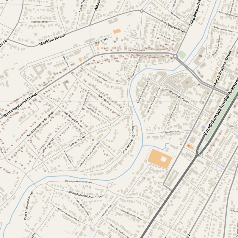 Zugdidi street map with house numbers — printable address map PDF, Georgia