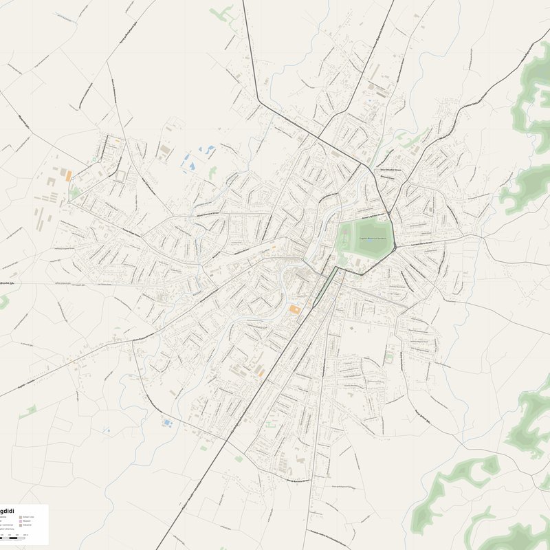Printable street map poster of Zugdidi, Georgia