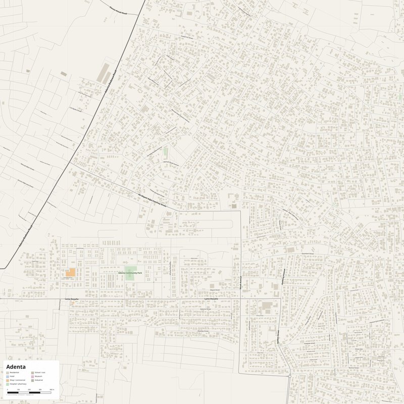 Adenta Map PDF — Printable Street Map Poster with House Numbers