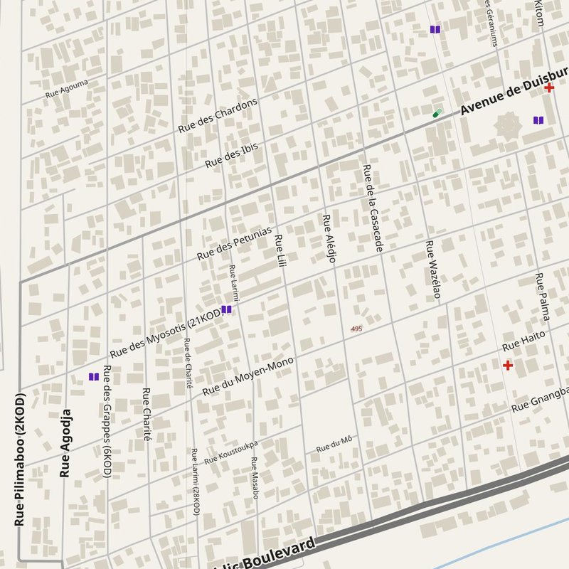 Aflao map with house numbers, hospitals, police and fire stations — printable PDF, Ghana