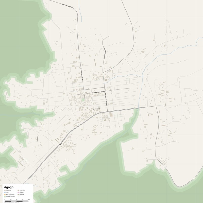 Agogo Map PDF — Printable Street Map Poster with House Numbers