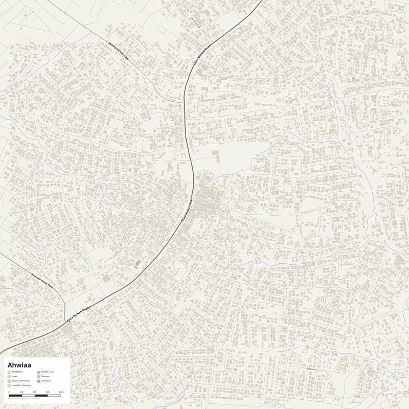 Ahwiaa Map PDF — Printable Street Map Poster with House Numbers