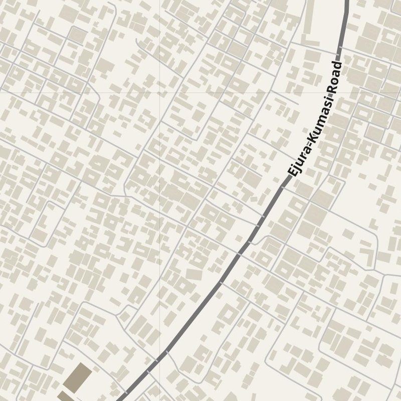 Ahwiaa map with house numbers, hospitals, police and fire stations — printable PDF, Ghana