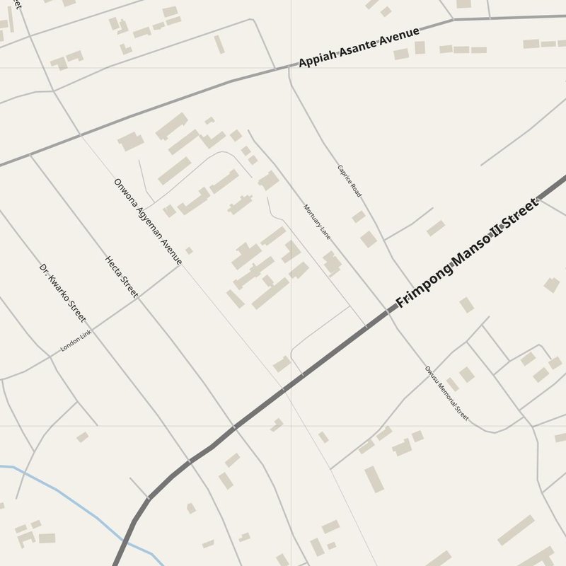 Akim Oda street map with house numbers — printable address map PDF, Ghana