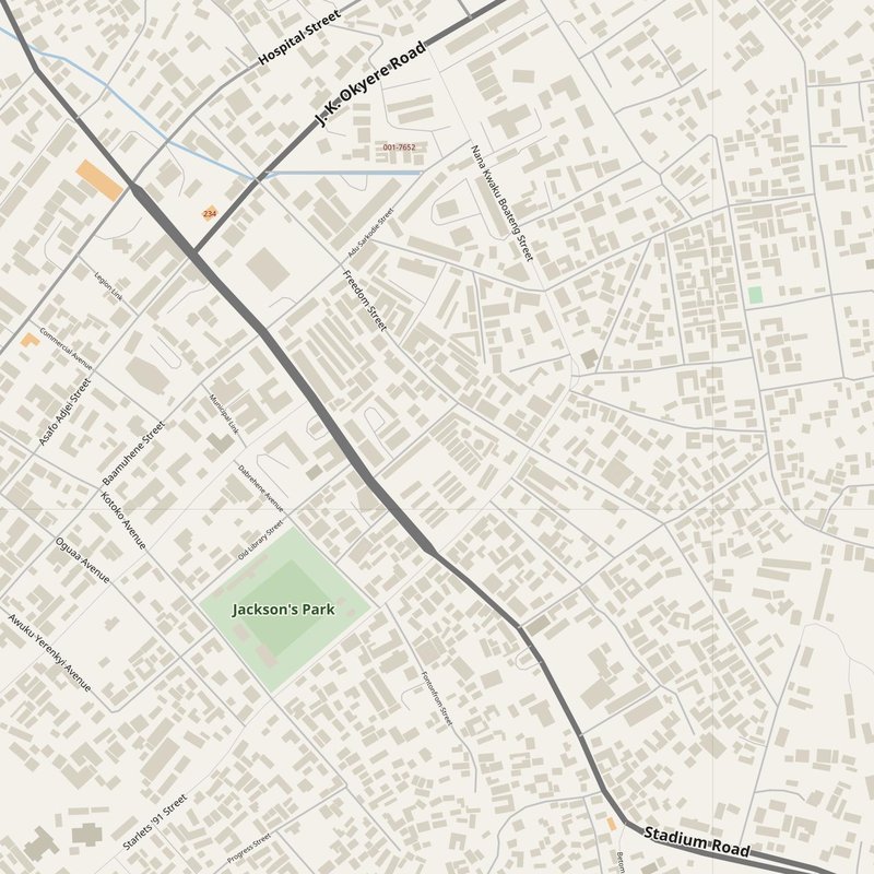 Koforidua street map with house numbers — printable address map PDF, Ghana