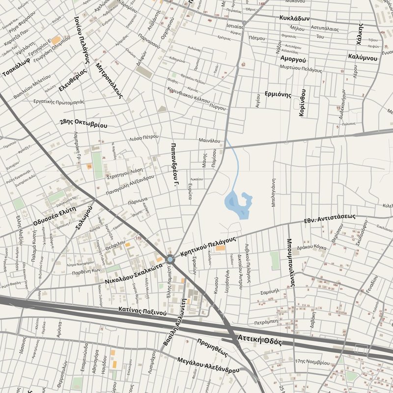 Acharnés street map with house numbers — printable address map PDF, Greece