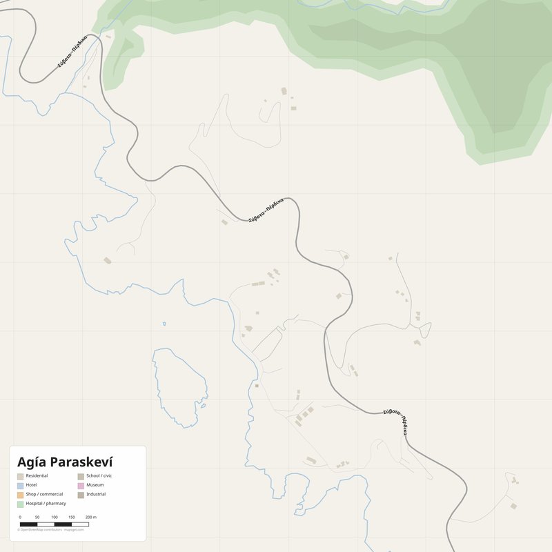 Agía Paraskeví Map PDF — Printable Street Map Poster with House Numbers
