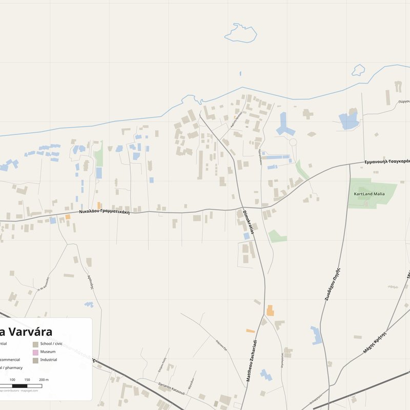 Agía Varvára Map PDF — Printable Street Map Poster with House Numbers