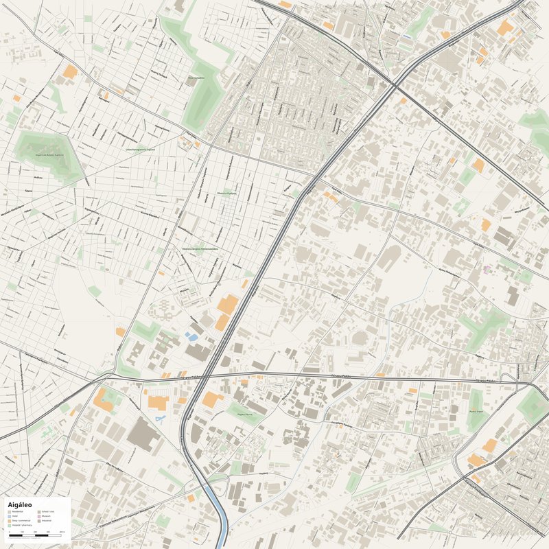 Aigáleo Map PDF — Printable Street Map Poster with House Numbers