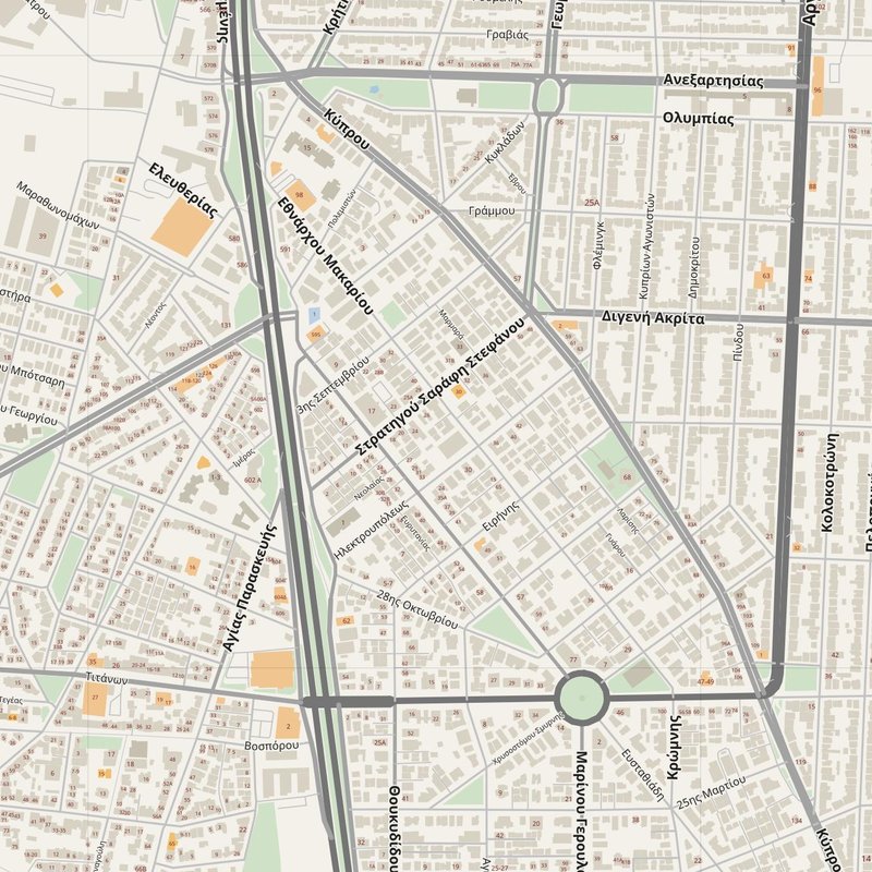 Argyroúpoli street map with house numbers — printable address map PDF, Greece