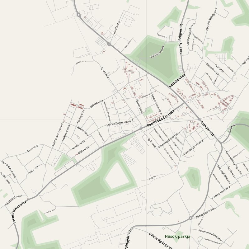 Ajka street map with house numbers — printable address map PDF, Hungary