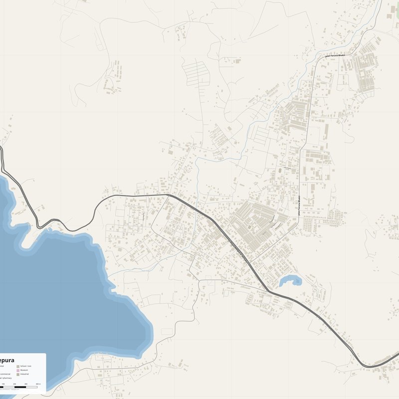 Printable street map poster of Abepura, Indonesia