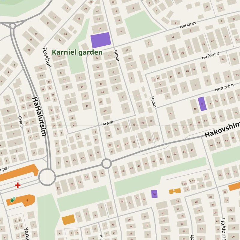 Zikhron Ya‘aqov map with house numbers, hospitals, police and fire stations — printable PDF, Israel