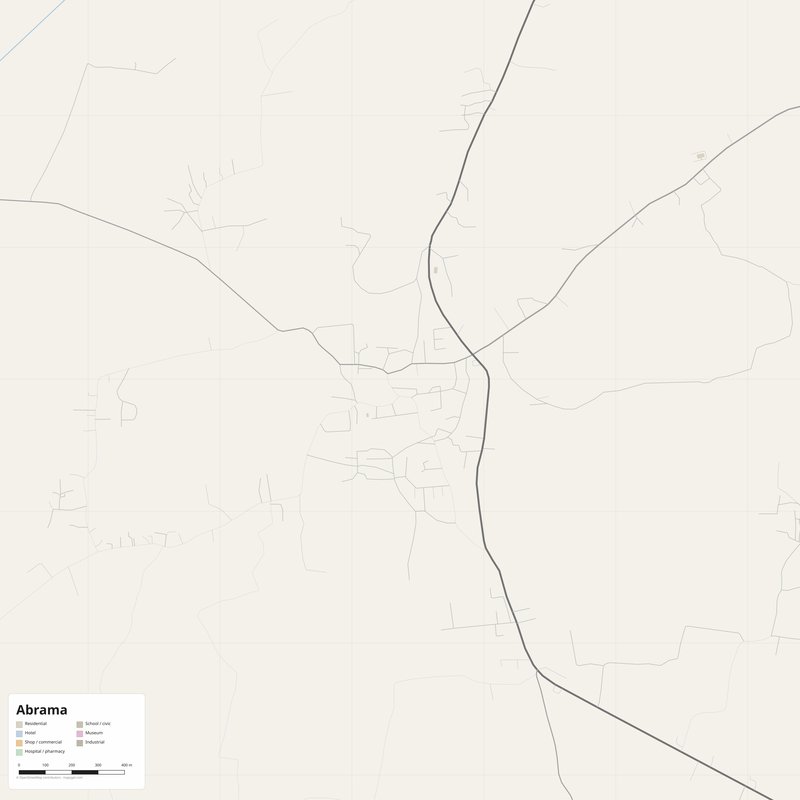 Abrama Map PDF — Printable Street Map Poster with House Numbers