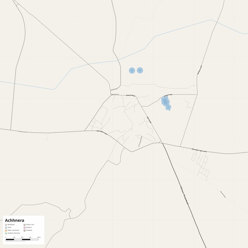 Achhnera Map PDF — Printable Street Map Poster with House Numbers