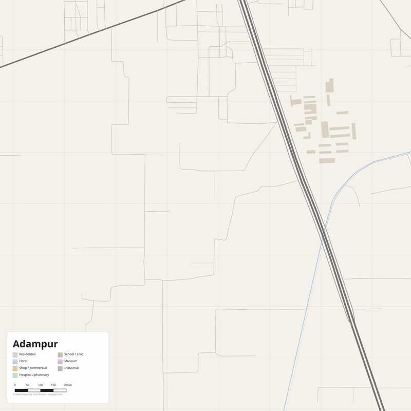 Adampur Map PDF — Printable Street Map Poster with House Numbers
