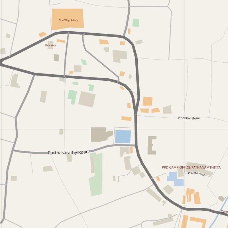 Adūr street map with house numbers — printable address map PDF, India