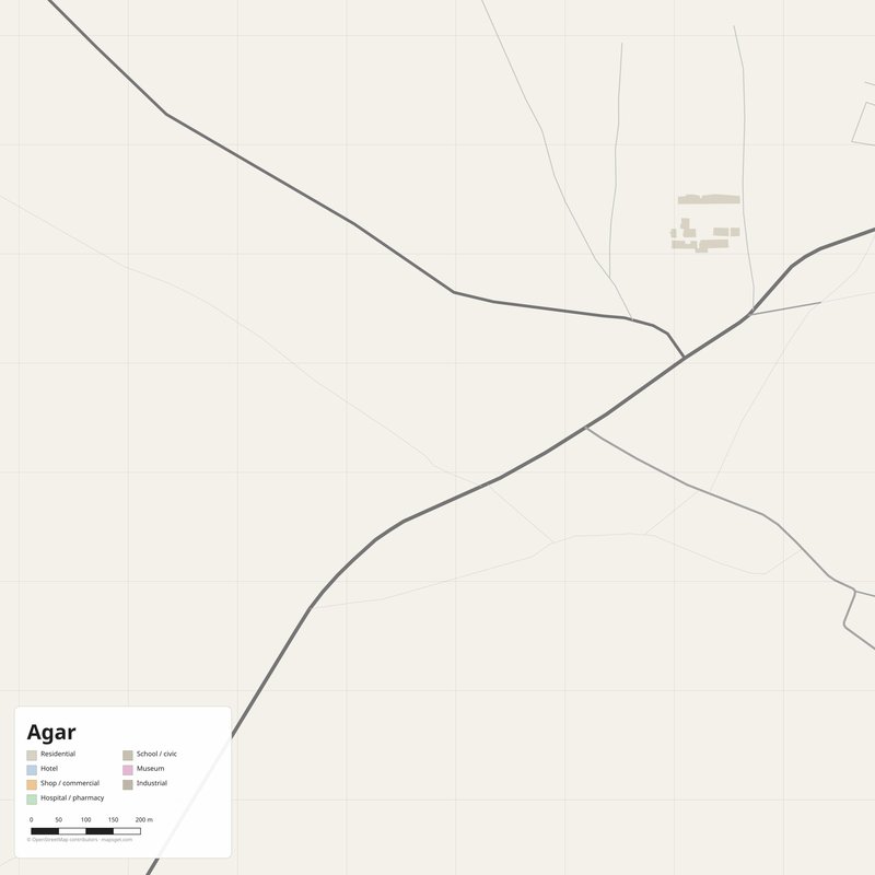 Agar Map PDF — Printable Street Map Poster with House Numbers