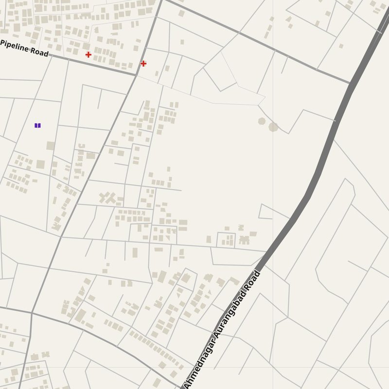 Ahilyanagar map with house numbers, hospitals, police and fire stations — printable PDF, India