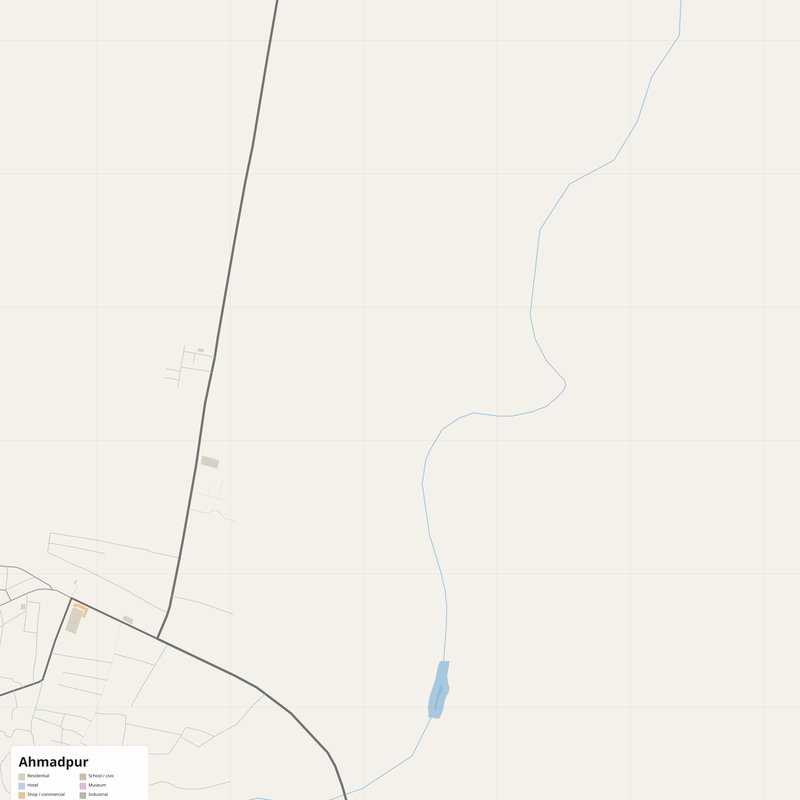 Ahmadpur Map PDF — Printable Street Map Poster with House Numbers