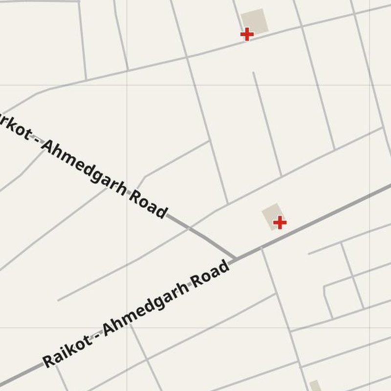 Ahmedgarh map with house numbers, hospitals, police and fire stations — printable PDF, India