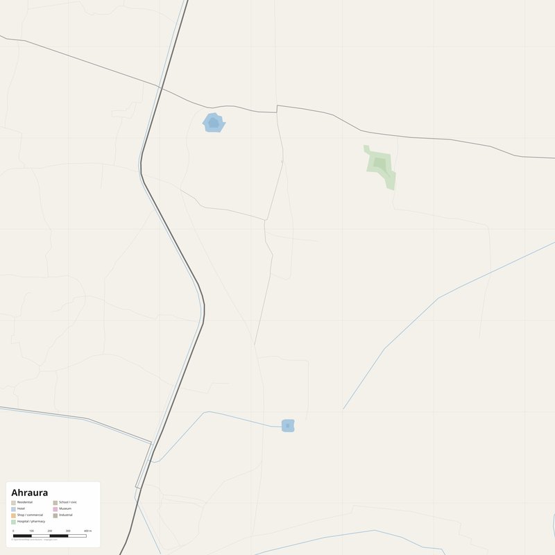 Ahraura Map PDF — Printable Street Map Poster with House Numbers