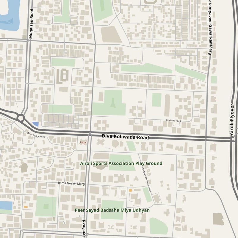 Airoli street map with house numbers — printable address map PDF, India