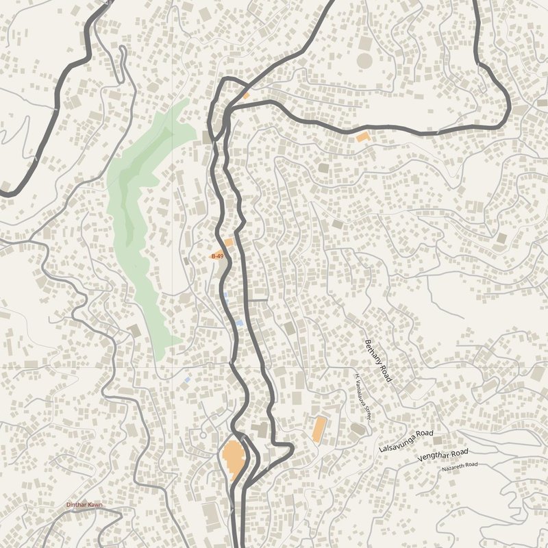 Aizawl street map with house numbers — printable address map PDF, India