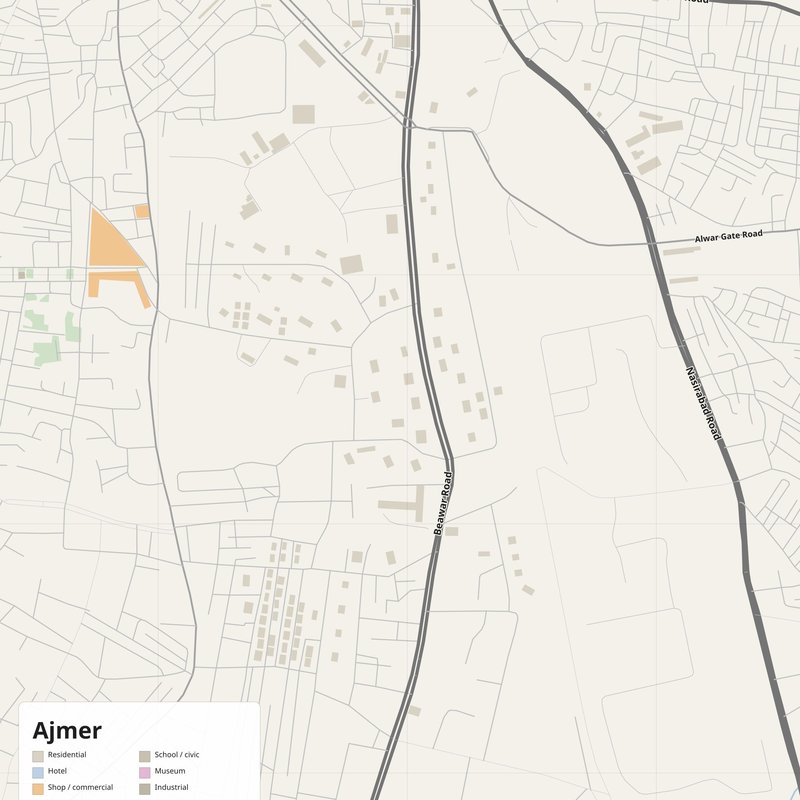 Ajmer Map PDF — Printable Street Map Poster with House Numbers