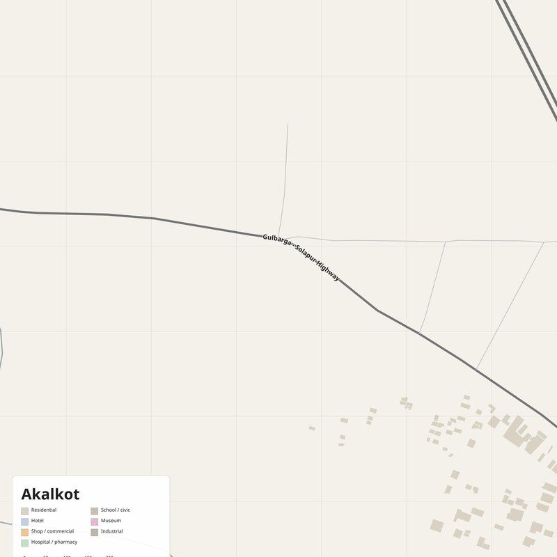 Akalkot Map PDF — Printable Street Map Poster with House Numbers