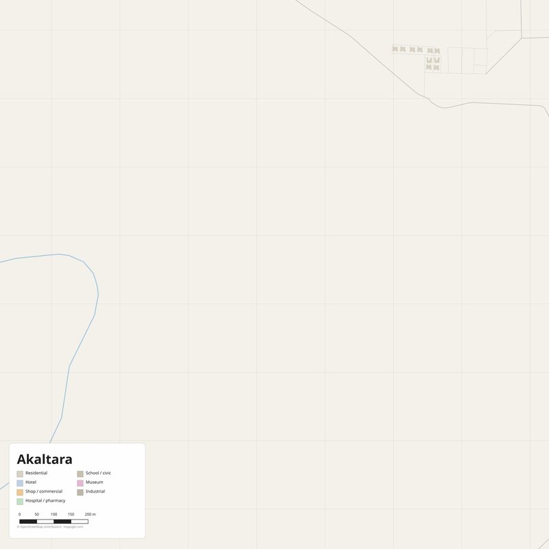 Akaltara Map PDF — Printable Street Map Poster with House Numbers