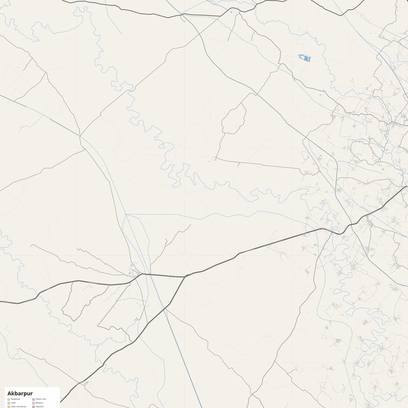 Akbarpur Map PDF — Printable Street Map Poster with House Numbers