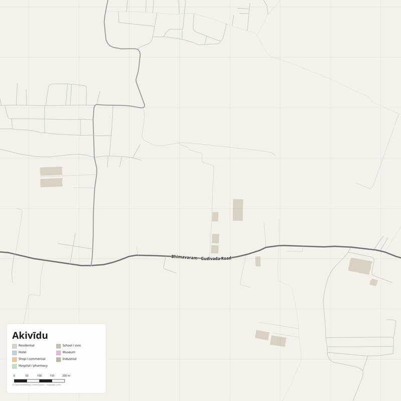 Akivīdu Map PDF — Printable Street Map Poster with House Numbers