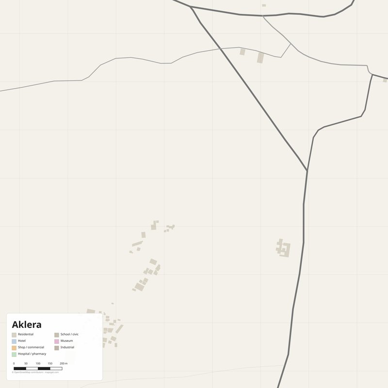 Aklera Map PDF — Printable Street Map Poster with House Numbers