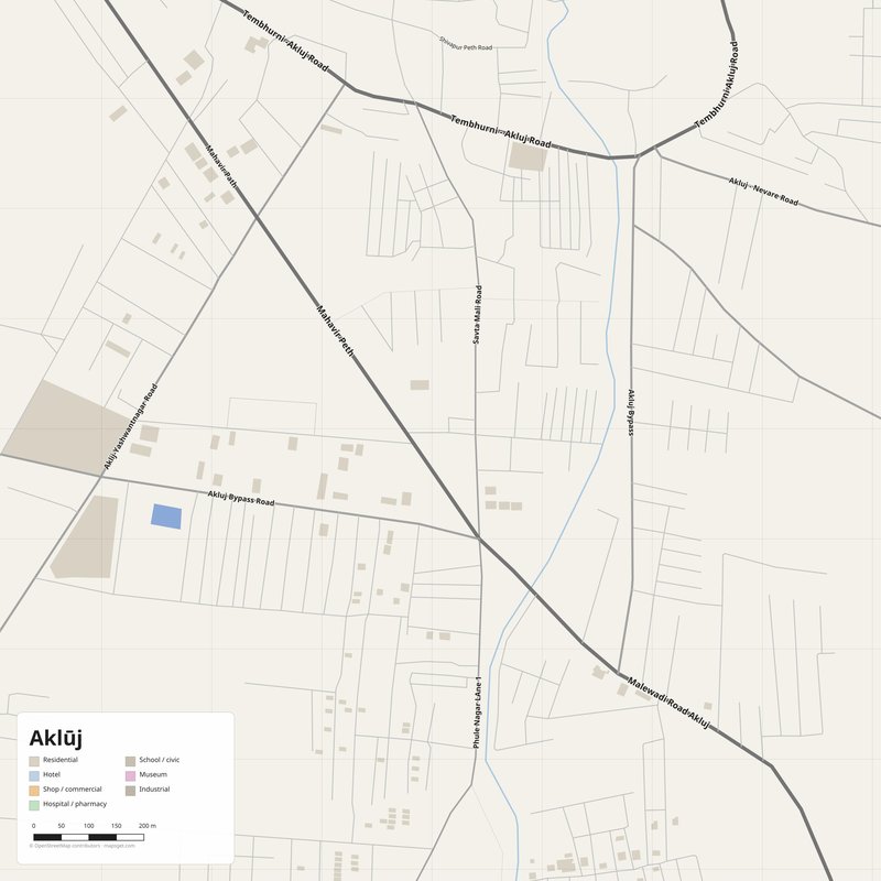 Aklūj Map PDF — Printable Street Map Poster with House Numbers