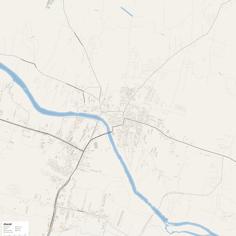 Alandi Map PDF — Printable Street Map Poster with House Numbers