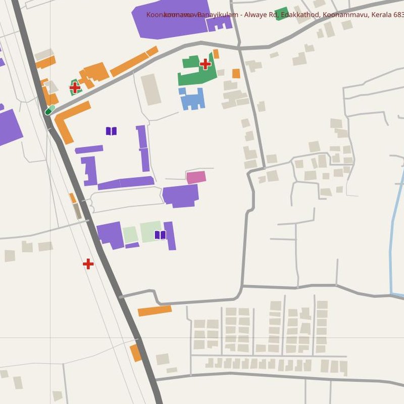 Alangad map with house numbers, hospitals, police and fire stations — printable PDF, India