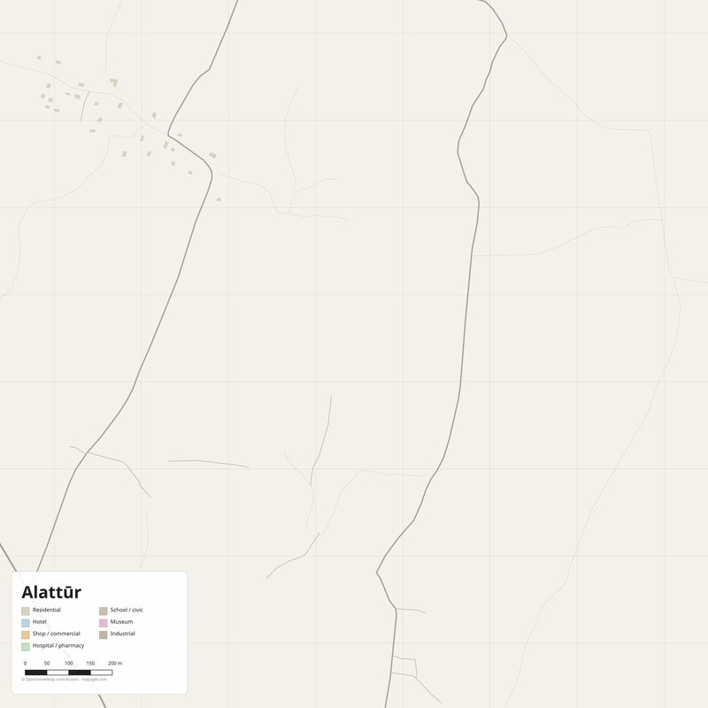 Alattūr Map PDF — Printable Street Map Poster with House Numbers