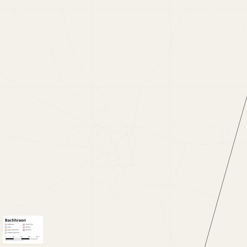 Bachhraon Map PDF — Printable Street Map Poster with House Numbers