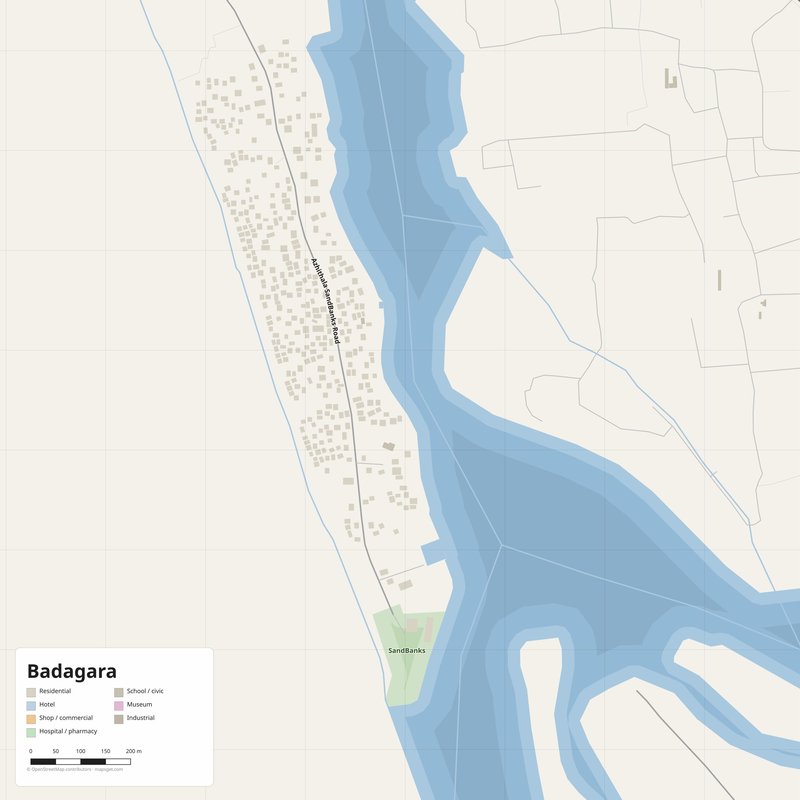 Badagara Map PDF — Printable Street Map Poster with House Numbers