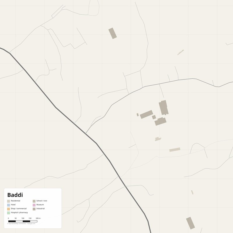 Baddi Map PDF — Printable Street Map Poster with House Numbers