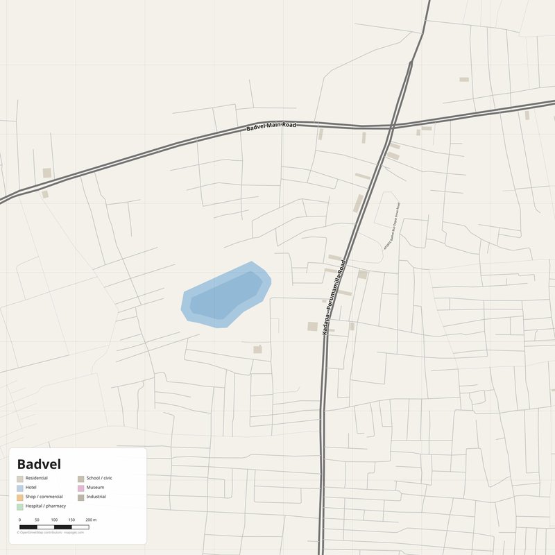 Badvel Map PDF — Printable Street Map Poster with House Numbers