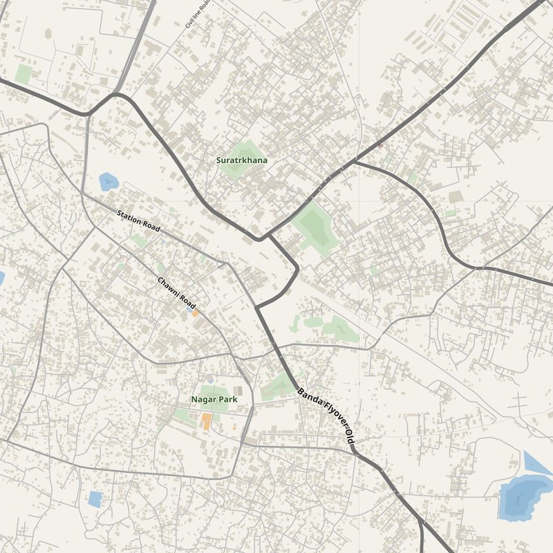 Bānda street map with house numbers — printable address map PDF, India