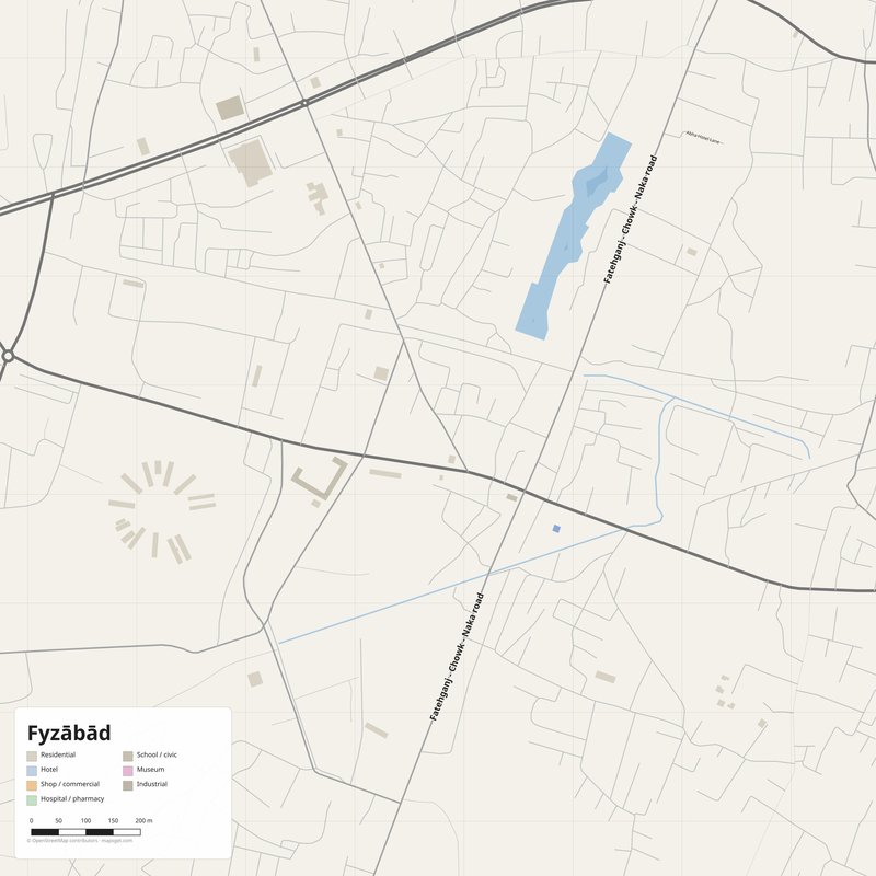 Fyzābād Map PDF — Printable Street Map Poster with House Numbers