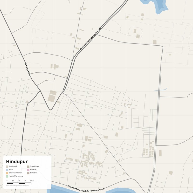 Hindupur Map PDF — Printable Street Map Poster with House Numbers