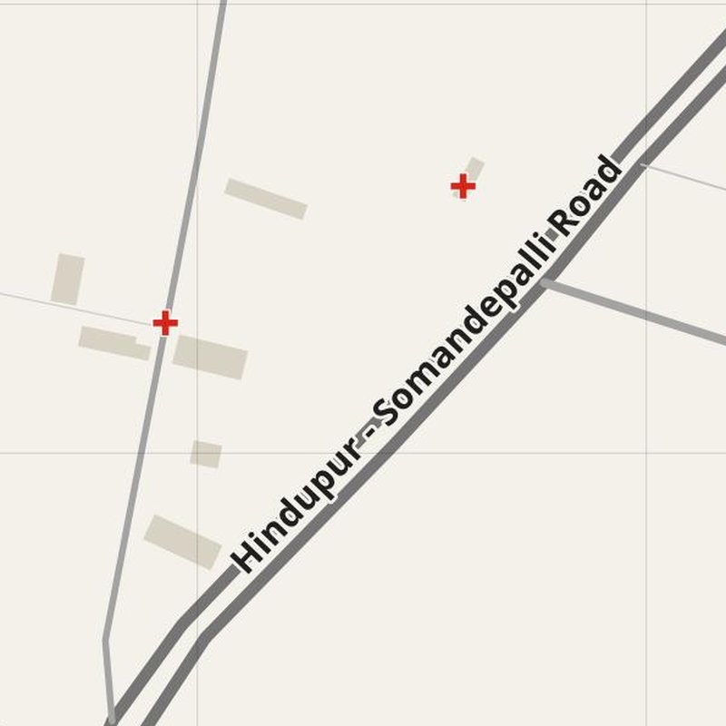 Hindupur map with house numbers, hospitals, police and fire stations — printable PDF, India
