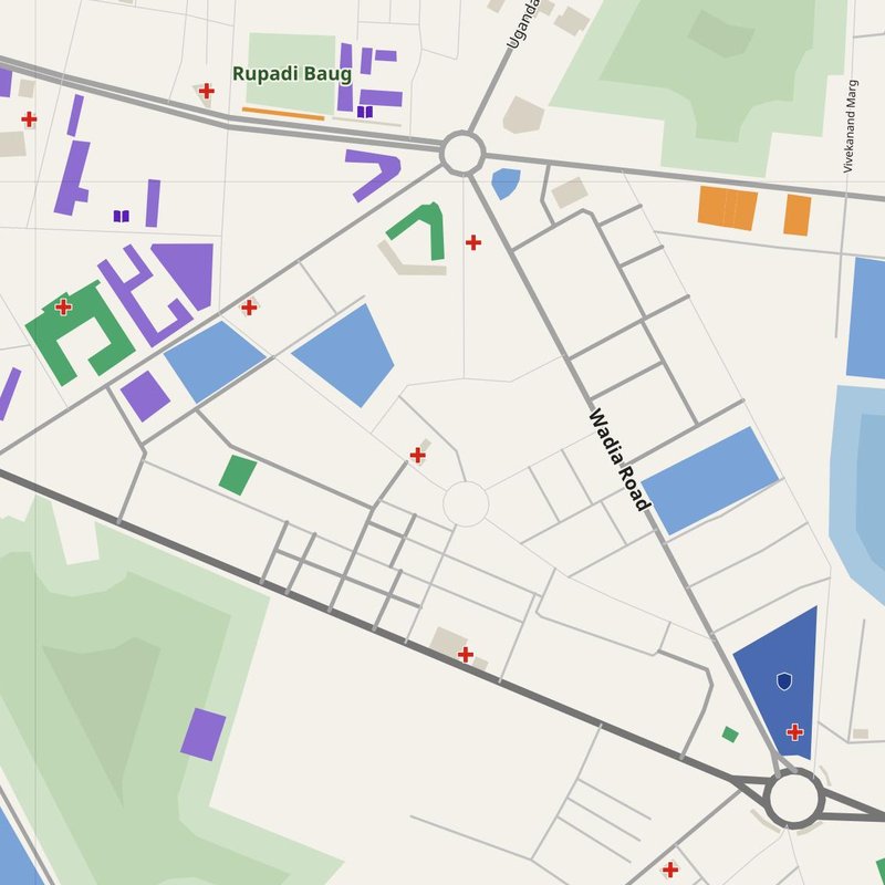 Porbandar map with house numbers, hospitals, police and fire stations — printable PDF, India