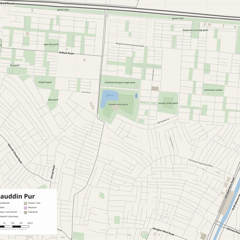 Ziauddin Pur Map PDF — Printable Street Map Poster with House Numbers
