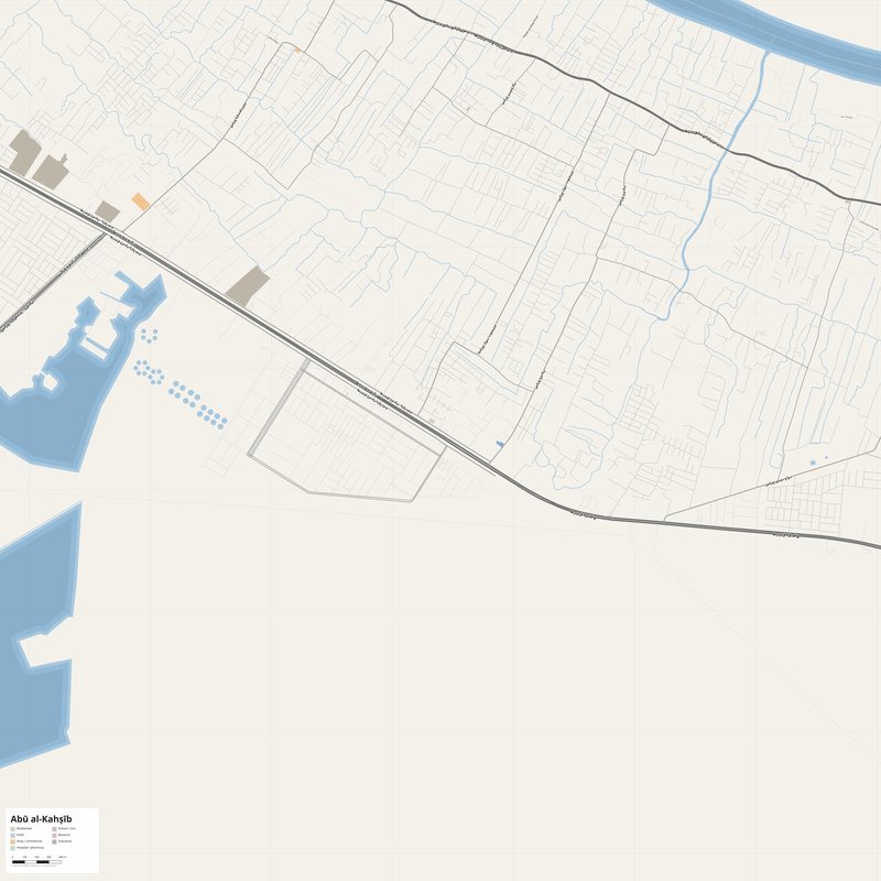 Abū al-Kahṣīb Map PDF — Printable Street Map Poster with House Numbers
